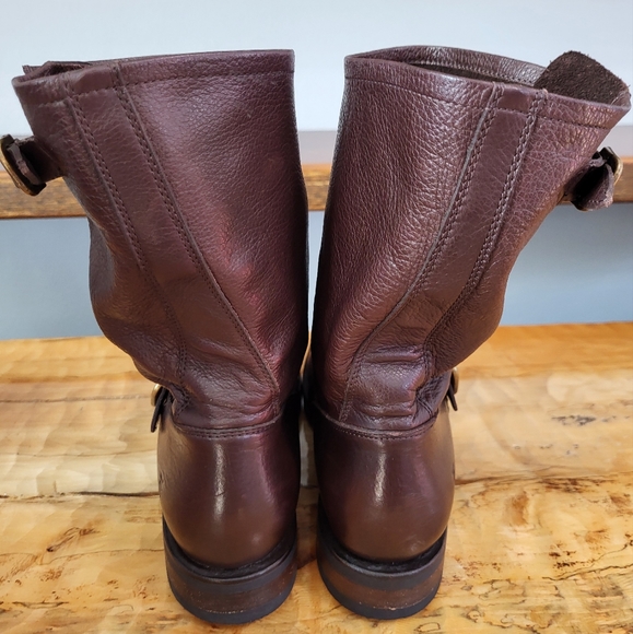 Frye Veronica Brown Leather Buckle Short Moto Slouchy Boots Women's Size 8.5 - Picture 5 of 13
